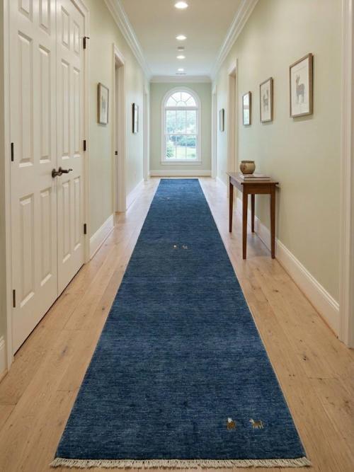 Steel Blue Tribal 3X10 Gabbeh Modern Runner Rug