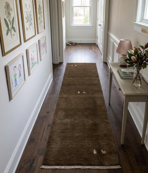 Brown Tribal 3X8 Gabbeh Modern Runner Rug