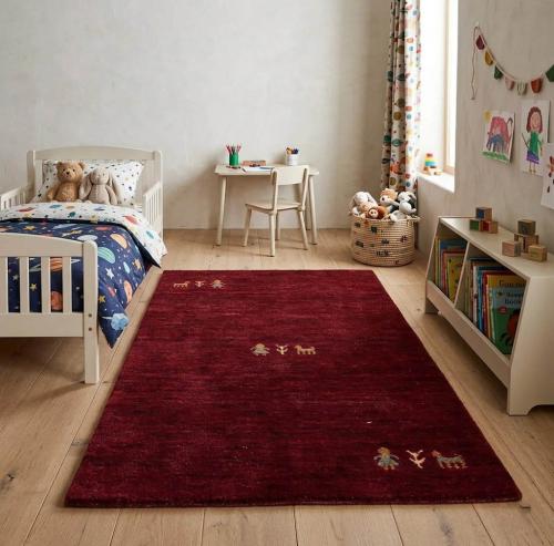 Maroon Red Pictorial Gabbeh Modern Rug in All Size