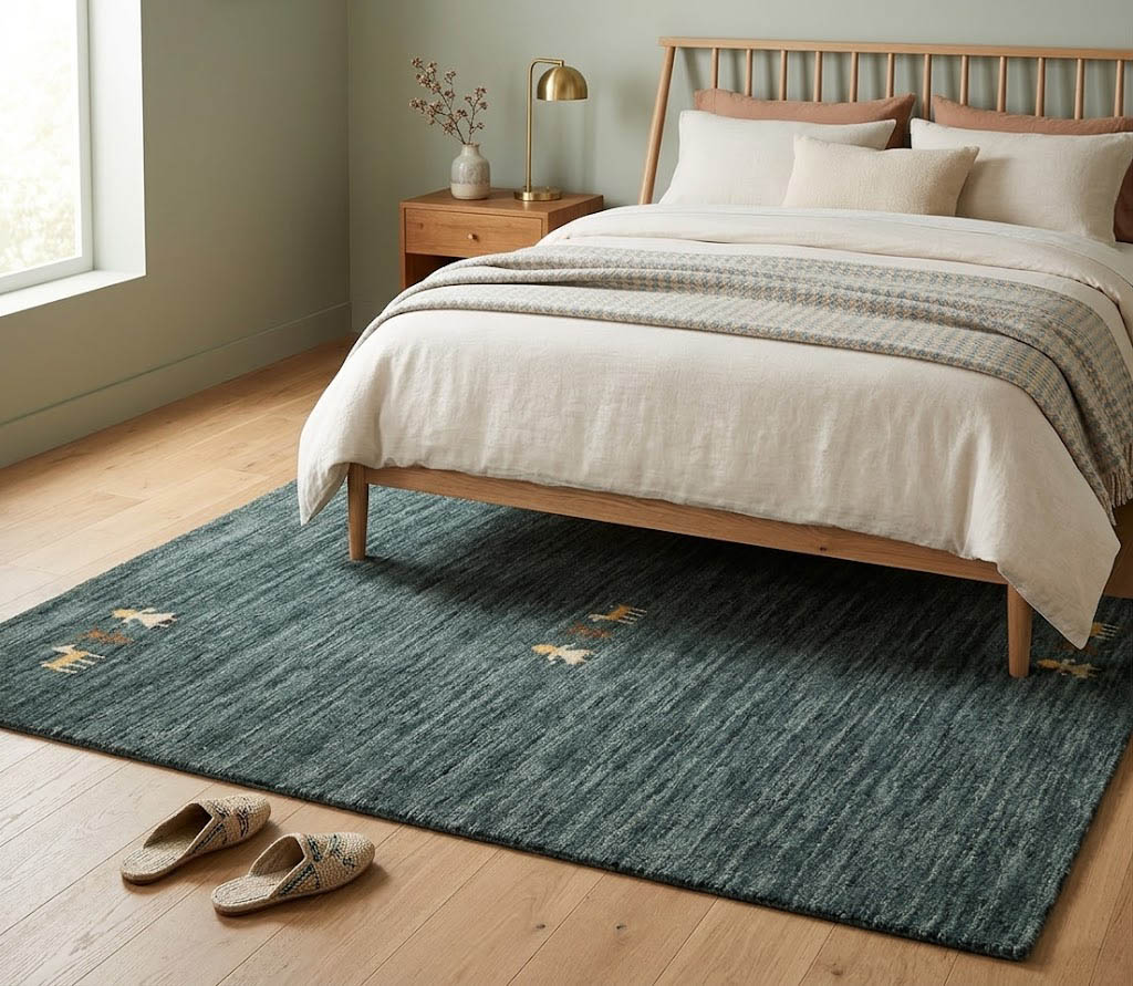 Dark Green Pictorial Gabbeh Modern Rug in All Size - Image 2