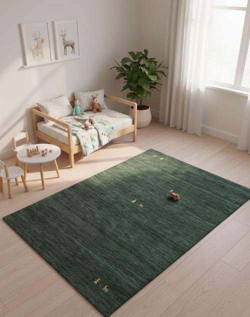 Dark Green Tribal 4X6 Gabbeh Modern Rug