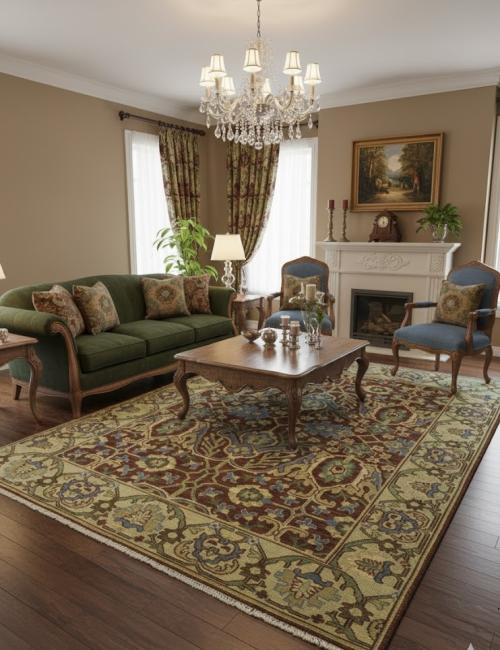 Rust Floral 9X12 Oushak Chobi Oriental Rug