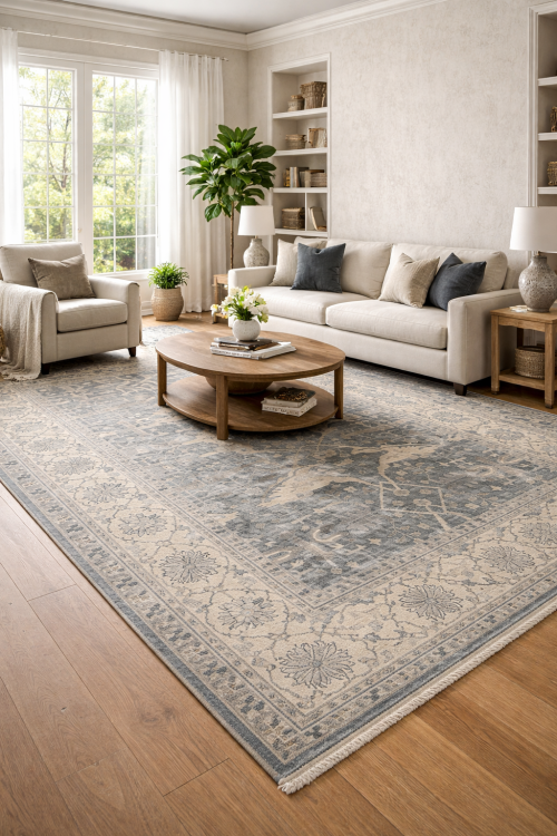 Dark Gray Floral 12X18 Oushak Oriental Rug