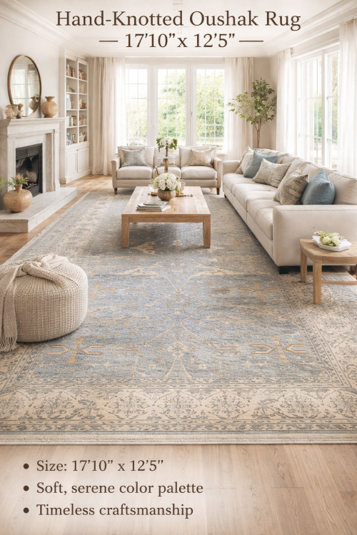 Gray Floral 13X18 Oushak Oriental Rug