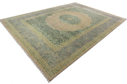 Green Geometric 10X14 Mamluk Oriental Rug