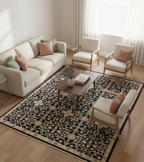 Black Floral 12X15 Chobi Oriental  Rug