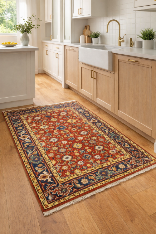 Rusty Red Floral 4X6 Indo-Mahal Oriental Rug