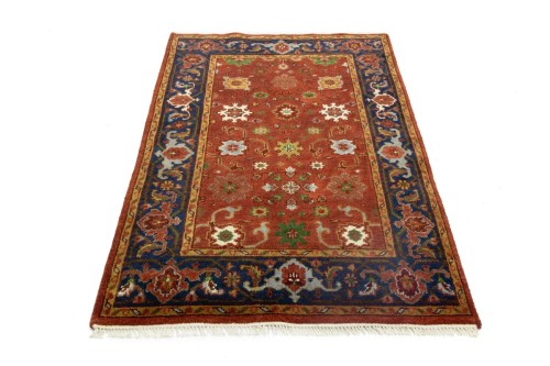 Orange-red Floral 4X6 Indo-Mahal Oriental Rug