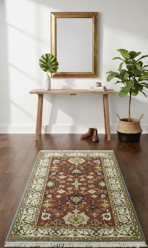 Cream Floral 3X5 Heriz Serapi Oriental Rug