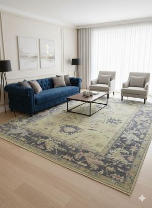 Beige Taupe Floral 10X14 Oushak Chobi Oriental Rug