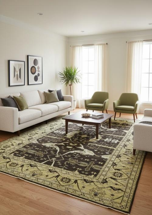 Cocoa Brown Floral 12X18 Oushak Chobi Oriental Rug