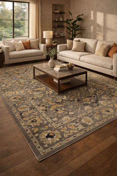 Brown Floral 10X14 Chobi Serapi Oriental Rug