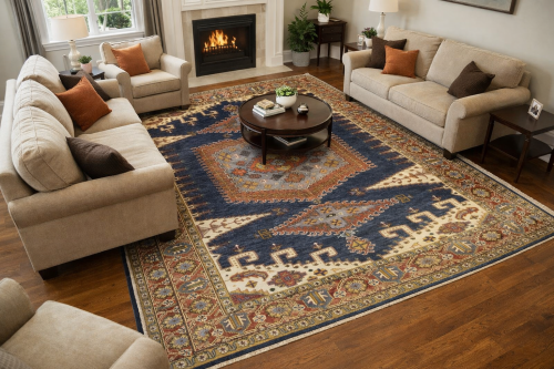 Navy Tribal 10X14 Indo-Viss Oriental Rug