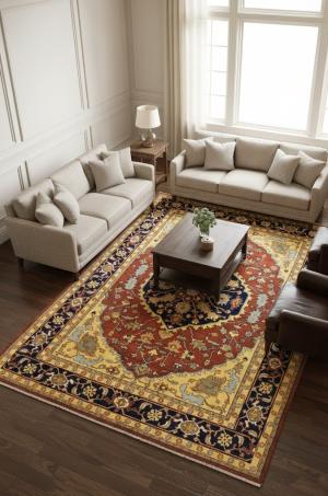 Rust Orange Floral 10X14 Heriz Serapi Oriental Rug