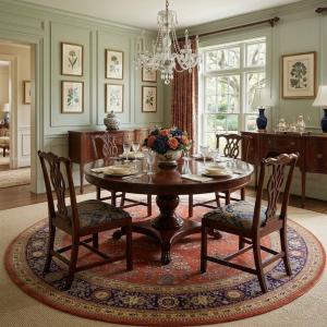 Rust Orange Floral 10X10 Indo-Sarouk Oriental Round Rug