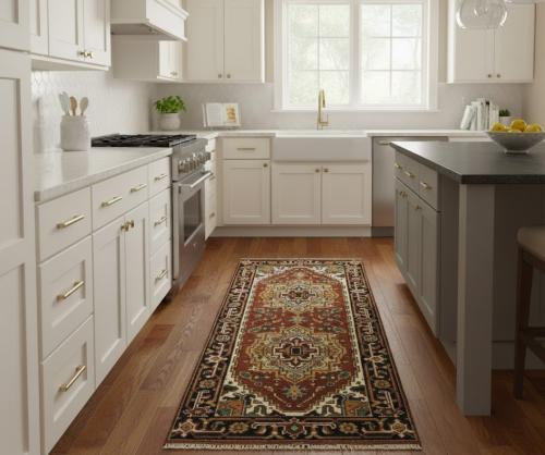 Rust Orange Floral 3X6 Heriz Serapi Oriental Rug