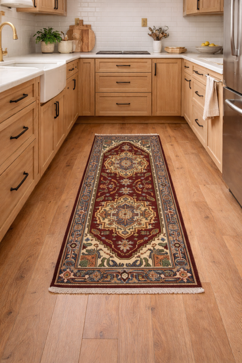 Rusty Red Floral 2'5X6'0 Heriz Serapi Oriental Runner Rug