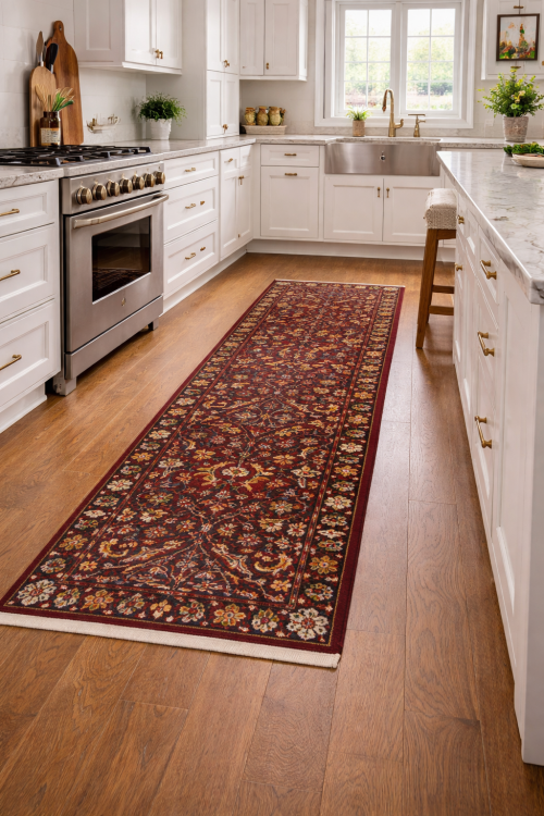 Maroon Red Floral 3X8 Chobi Serapi Oriental  Rug