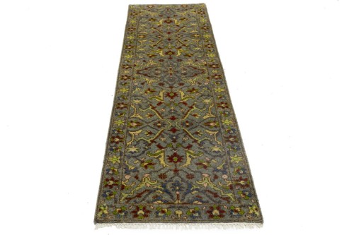 Gray Floral 3X8 Chobi Serapi Oriental Runner Rug