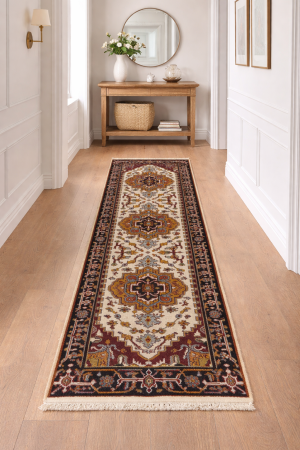 2'7 x 8'0 Heriz Serapi Floral Hand Knotted Wool Runner Rug