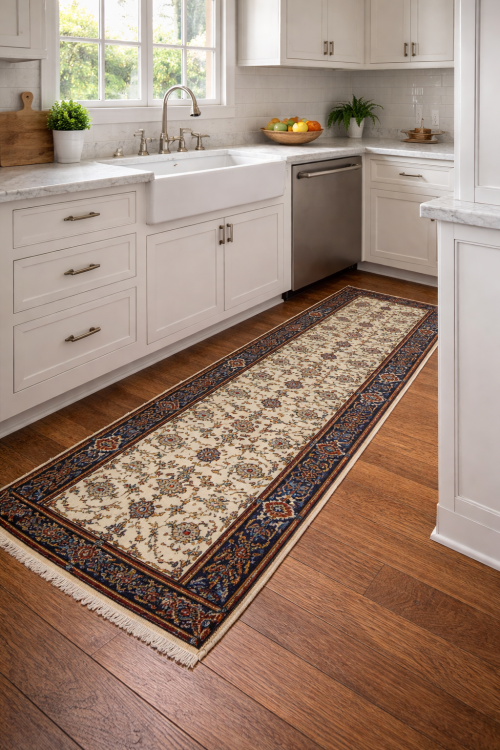 Cream Floral 3X10 Chobi Oriental Runner Rug
