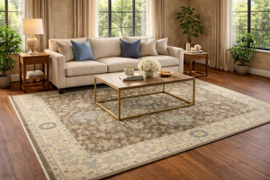 Brown Floral 8X10 Oushak Chobi Oriental Rug