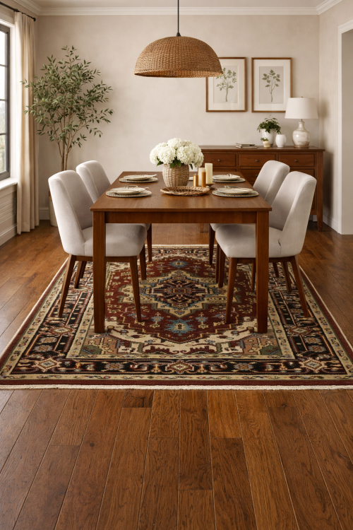 Rusty Red Geometric 4X6 Heriz Serapi Oriental Rug