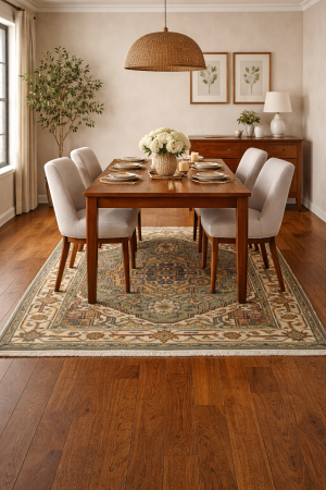 Light Blue-gray Geometric 4X6 Heriz Serapi Oriental Rug