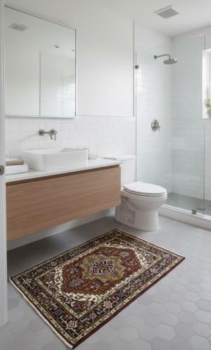 Rusty Red Geometric 4X6 Heriz Serapi Oriental  Rug