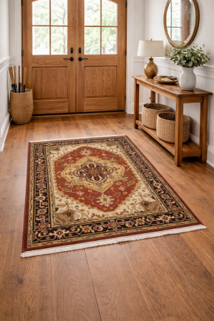 Rusty Red Geometric 4X6 Heriz Serapi Oriental Rug