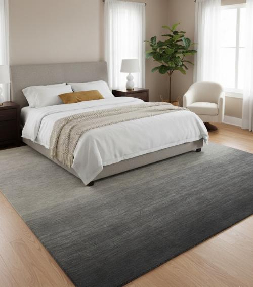 8'3 x 9'9 Hand-Loomed Beige & Gray Modern Hand-Loomed Wool Rug