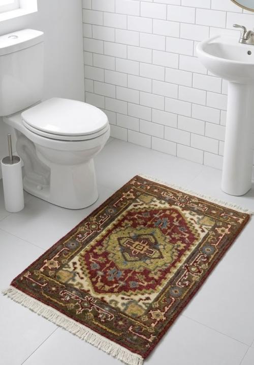 2'1 x 3'0 Rusty Red Heriz Serapi Hand Knotted Floral Wool Rug