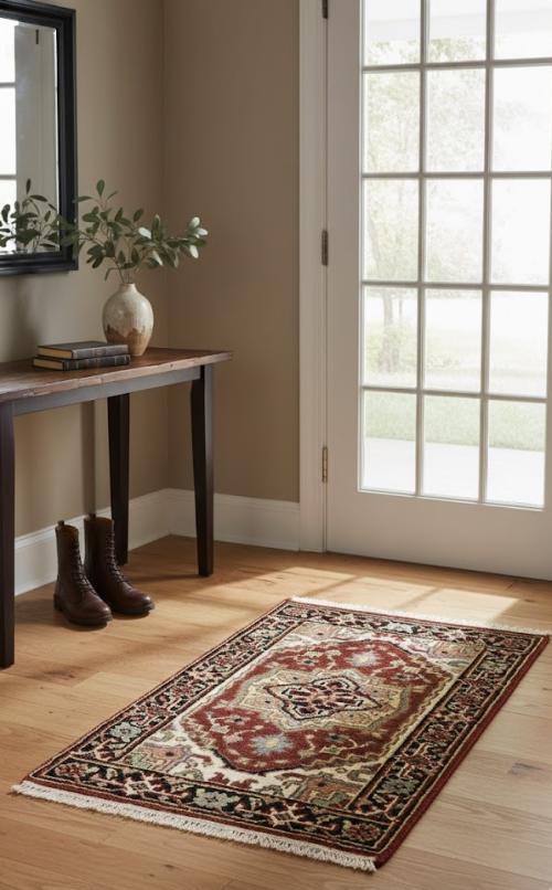 Dark Red Floral Tribal 2X3 Heriz Serapi Oriental  Rug