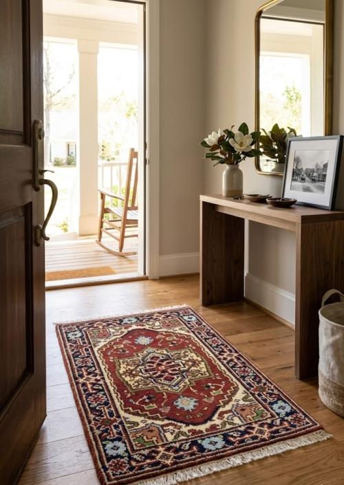 Rusty Red Floral Tribal 2X3 Heriz Serapi Oriental Rug