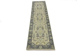 Cream Floral 3X10 Oushak Chobi Oriental Runner Rug