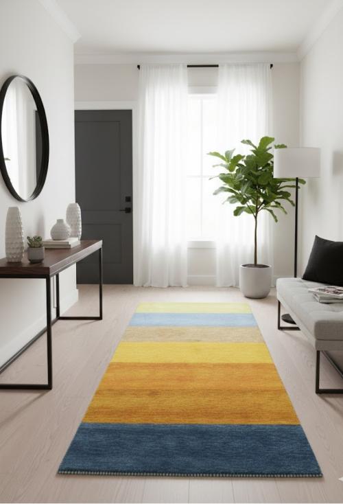 Multicolored Stripes Tribal 3X7 Indo-Gabbeh Oriental Runner Rug