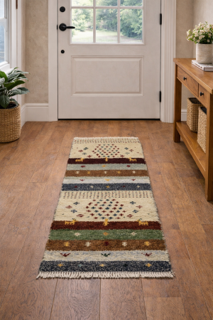 Multicolored Tribal 1'4X4 Indo-Gabbeh Oriental  Rug