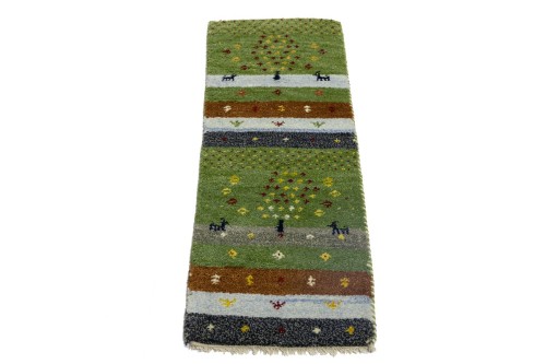 Green Tribal 1'5X4 Indo-Gabbeh Oriental Rug