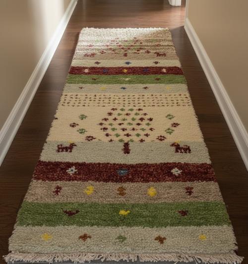 1'4 x 3'10 Handmade Indo-Gabbeh Modern Oriental Wool Rug