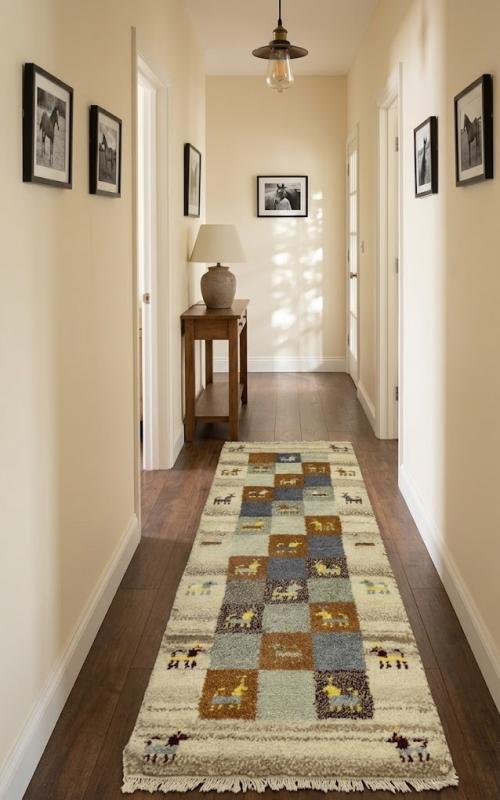 1'4 x 3'10 Hand Knotted Indo-Gabbeh Modern Oriental Wool Rug