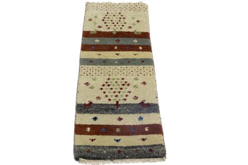 1'4 x 3'11 Hand Knotted Indo-Gabbeh Oriental Wool Rug