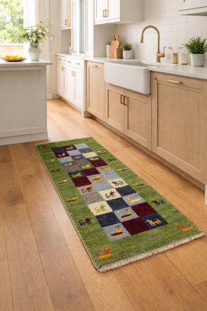 Green Tribal 1'4X4 Indo-Gabbeh Oriental Rug