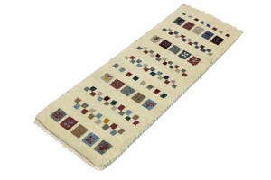 Cream Tribal 1'4X3'9 Indo-Gabbeh Oriental Rug