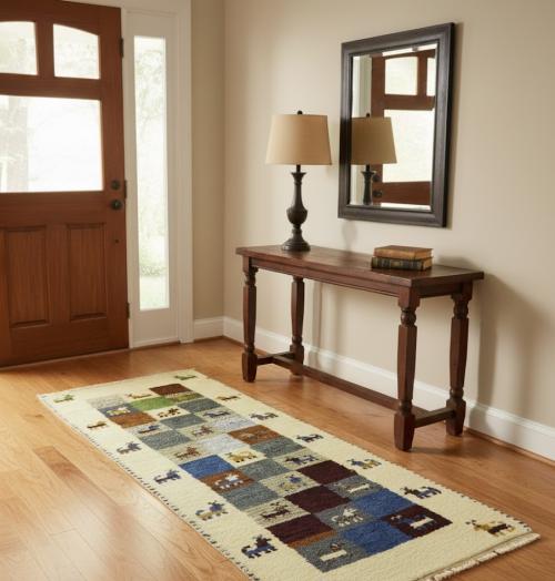 1'4 x 3'9 Hand Knotted Indo-Gabbeh Oriental Wool Rug