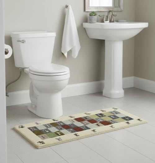 1'4 x 3'10 Cream Hand Knotted Indo-Gabbeh Oriental Wool Rug