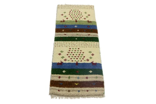 Multicolored Stripes Tribal 1'4X4 Indo-Gabbeh Oriental Rug