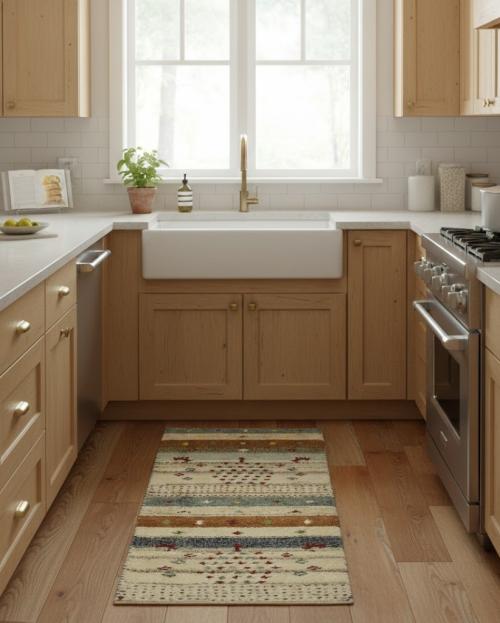 1'4 x 3'11 Hand Knotted Indo-Gabbeh Oriental Wool Rug