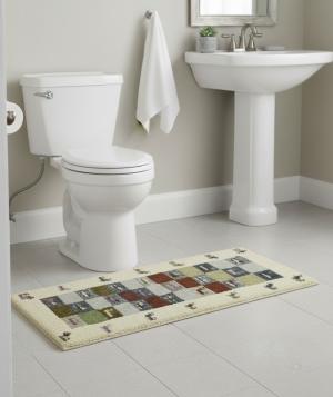 1'4 x 3'11 Handmade Indo-Gabbeh Checkered Oriental Wool Rug