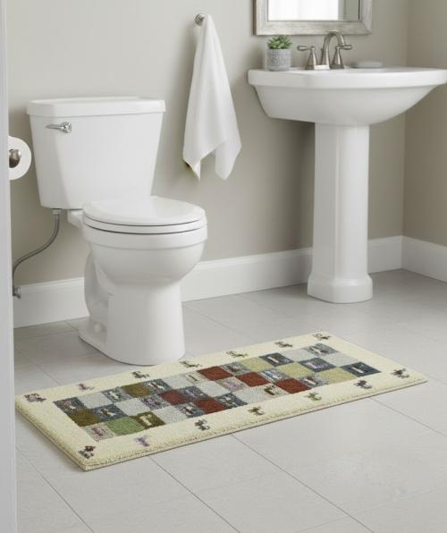 1'4 x 3'11 Handmade Indo-Gabbeh Checkered Oriental Wool Rug