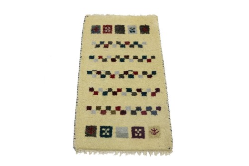 Cream Tribal 1'4X2'7 Indo-Gabbeh Oriental Rug